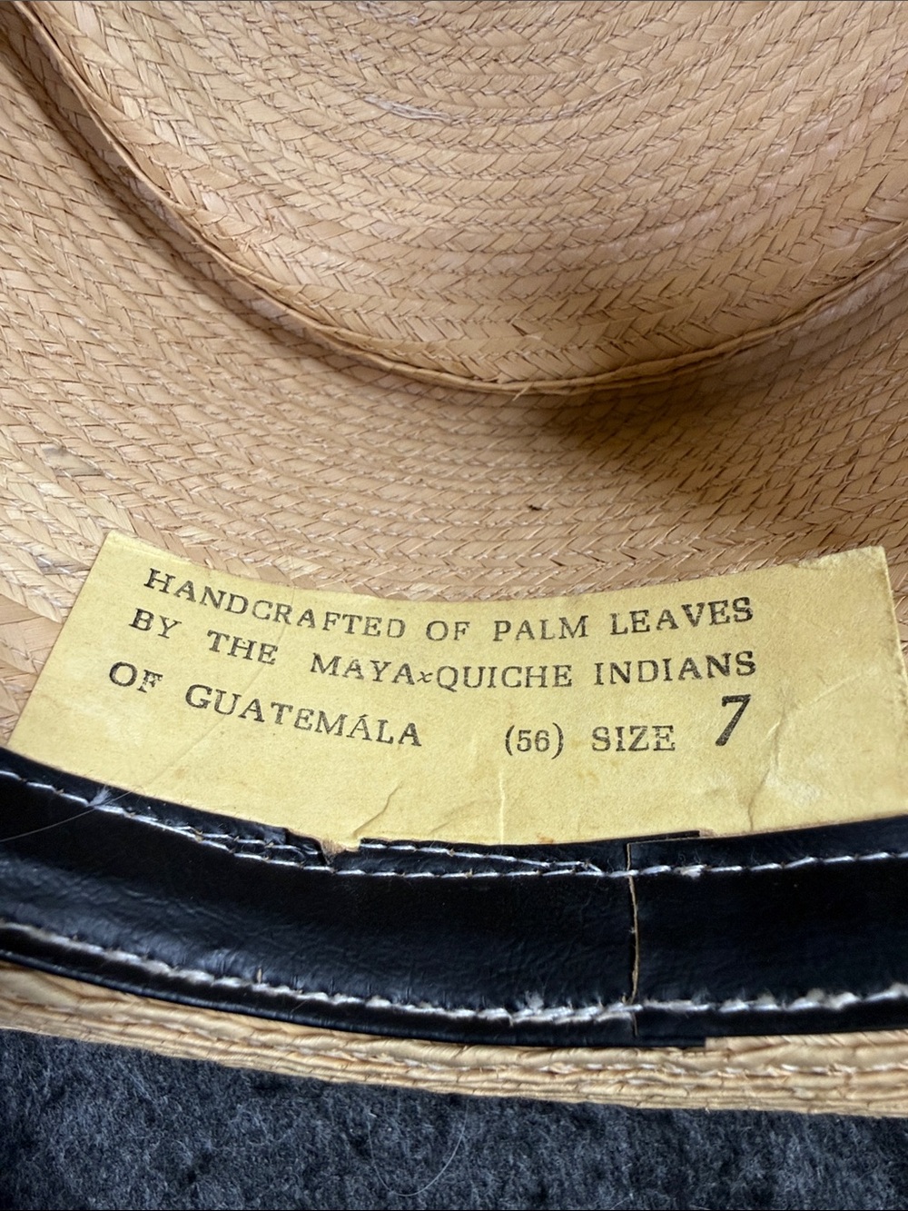 Maya Quiche Indian Straw Boater Hat with Pink & Teal Braided Band - Picture 2 of 6